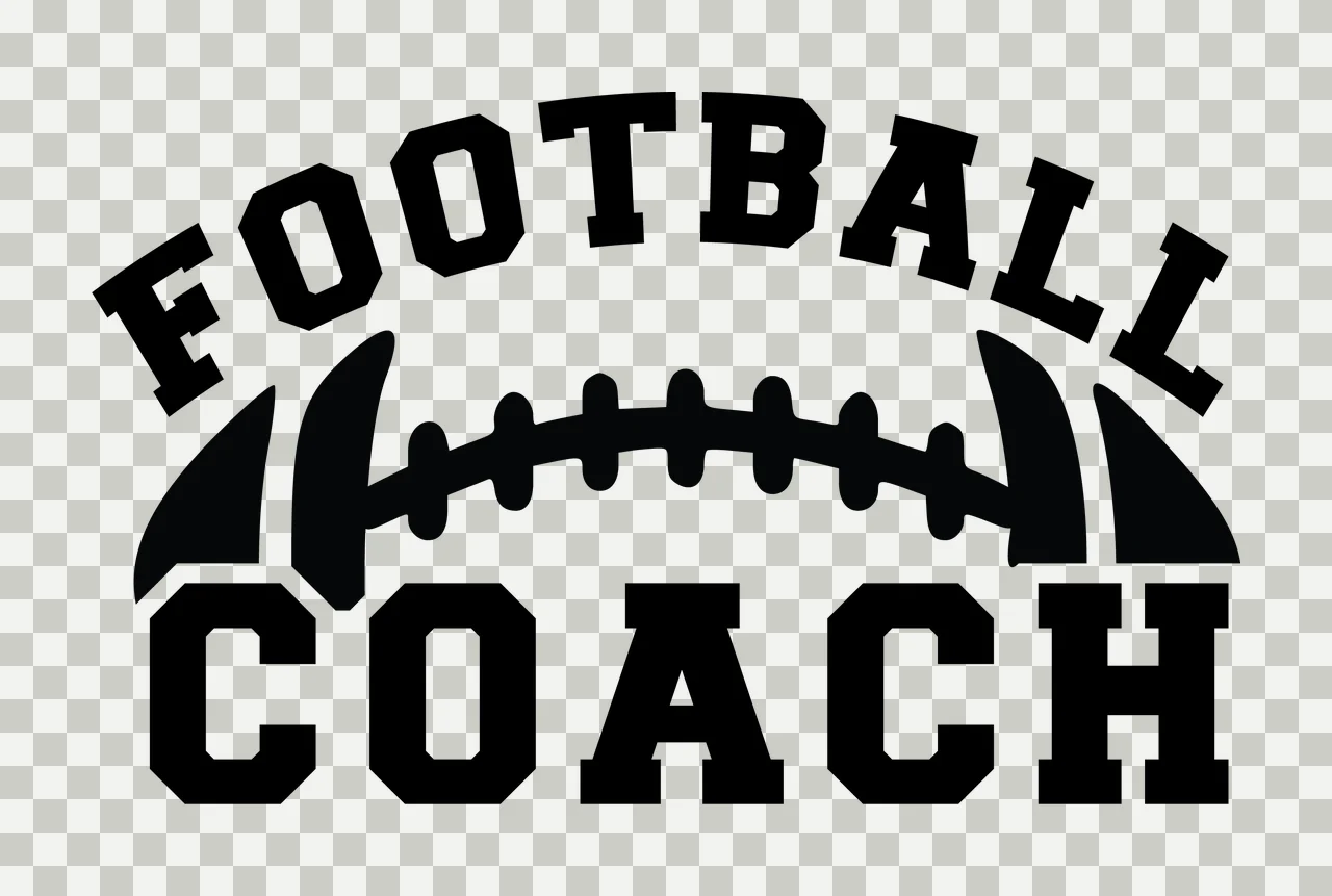 Football Coach Text Logo For With A Ball silhouette black white transparency and detail preview thumbnail