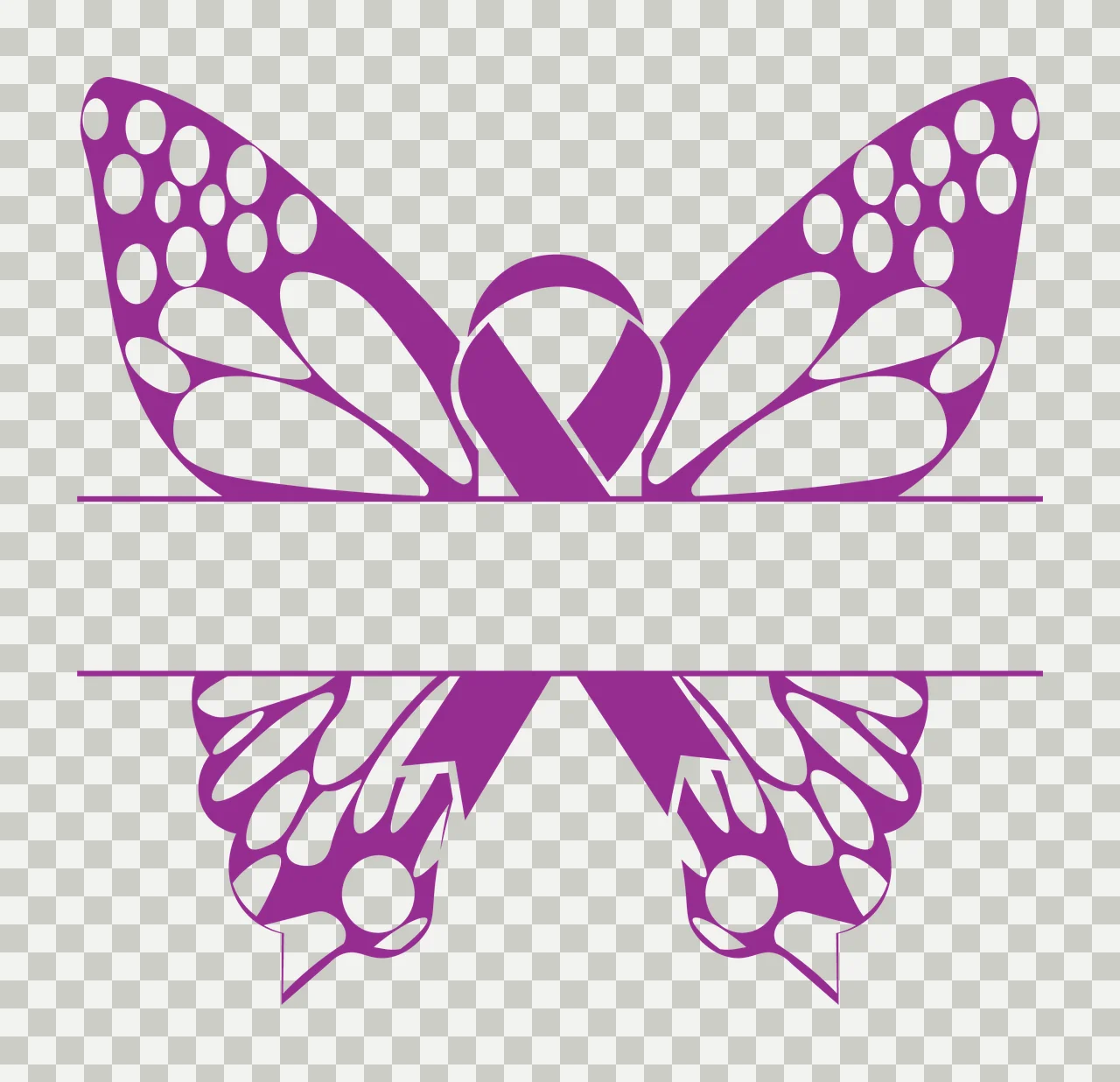 Ribbon Butterfly Frame Graphic Black Silhouette wings awareness transparency and detail preview thumbnail