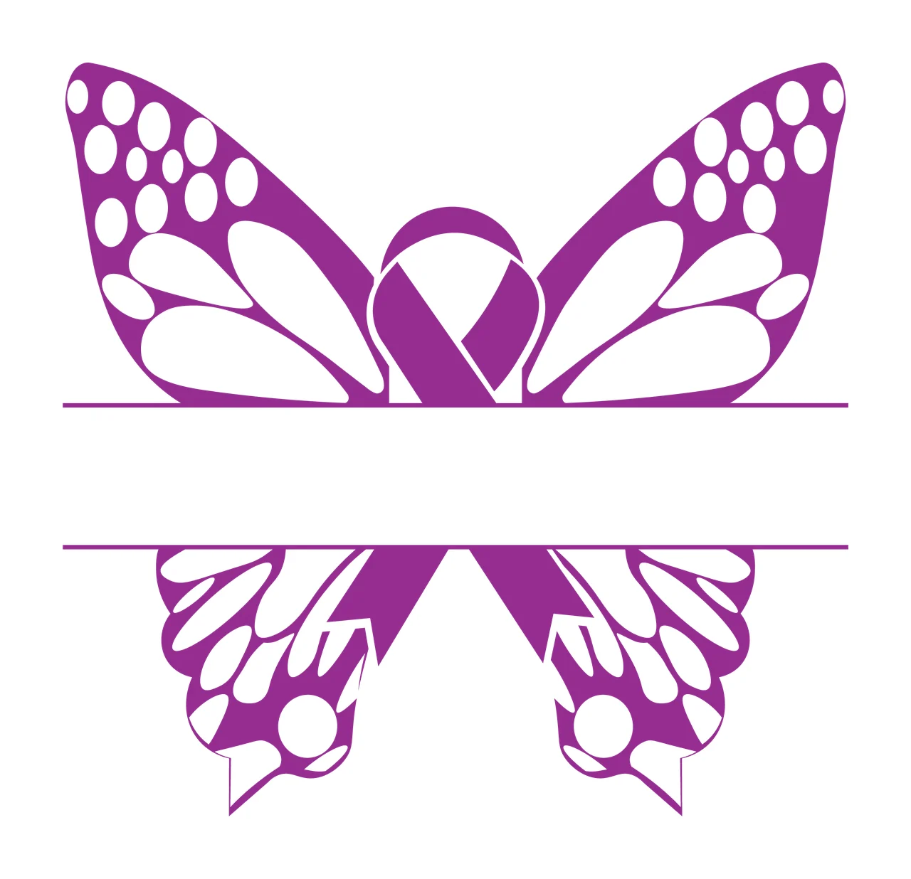 Ribbon Butterfly Frame Graphic Black Silhouette wings awareness