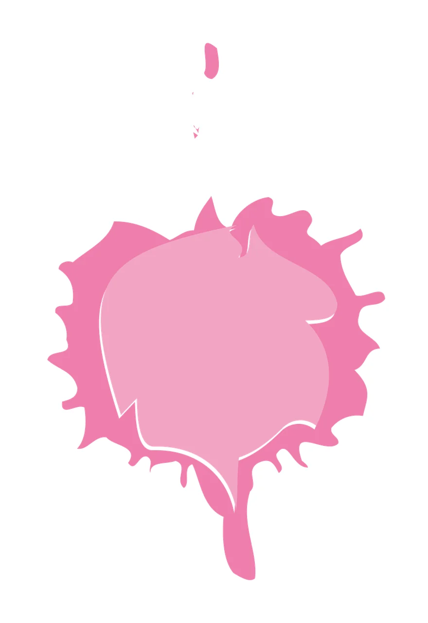 Paint splatter Illustration with liquid splatter, paint blob, droplets and spiky edges in pink, light pink and white