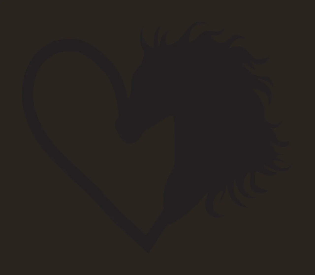Keychain Heart Shape With Horse Silhouette head forming black contrast preview thumbnail