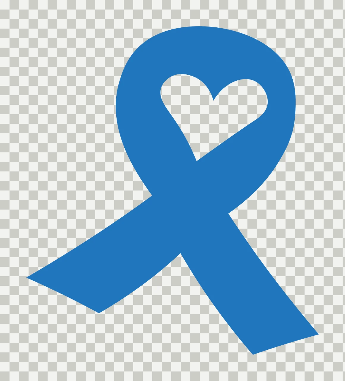 Blue awareness ribbon with heart-shaped negative space Illustration with white heart transparency and detail preview thumbnail