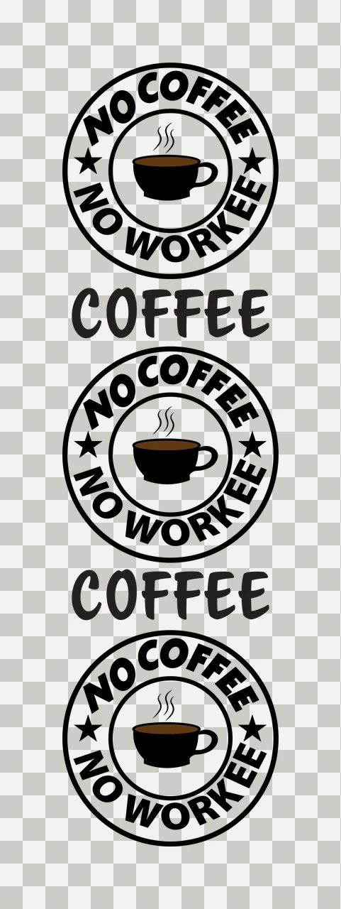 No Coffee No Workee Circle Badge repetitive display cups circles transparency and detail preview thumbnail