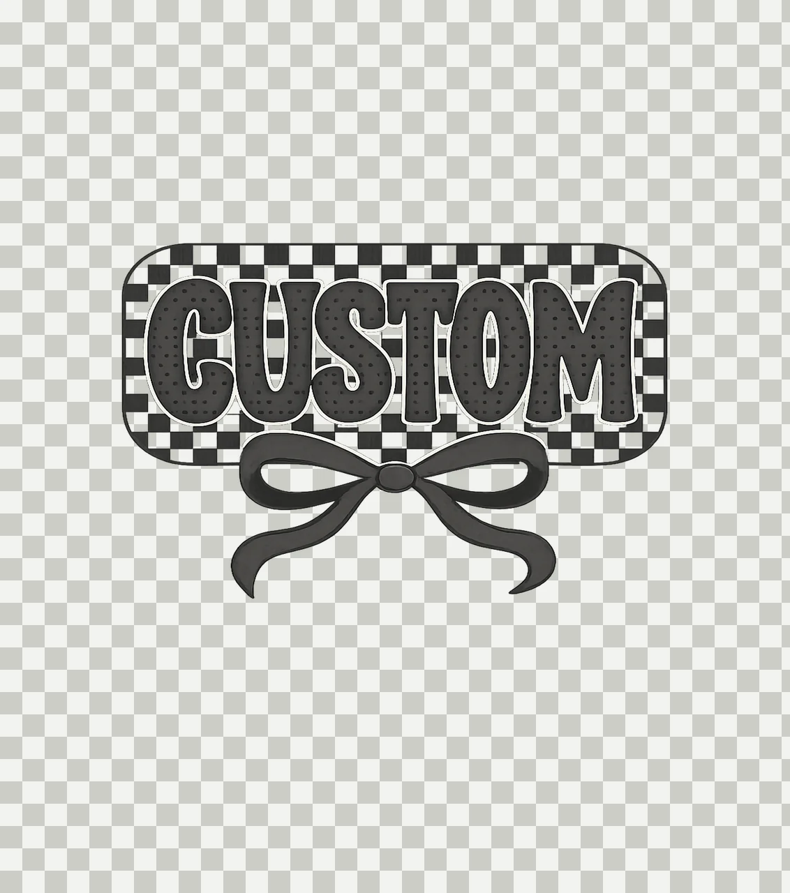 Checkered Bow Custom Checkerboard Label text pattern transparency and detail preview thumbnail