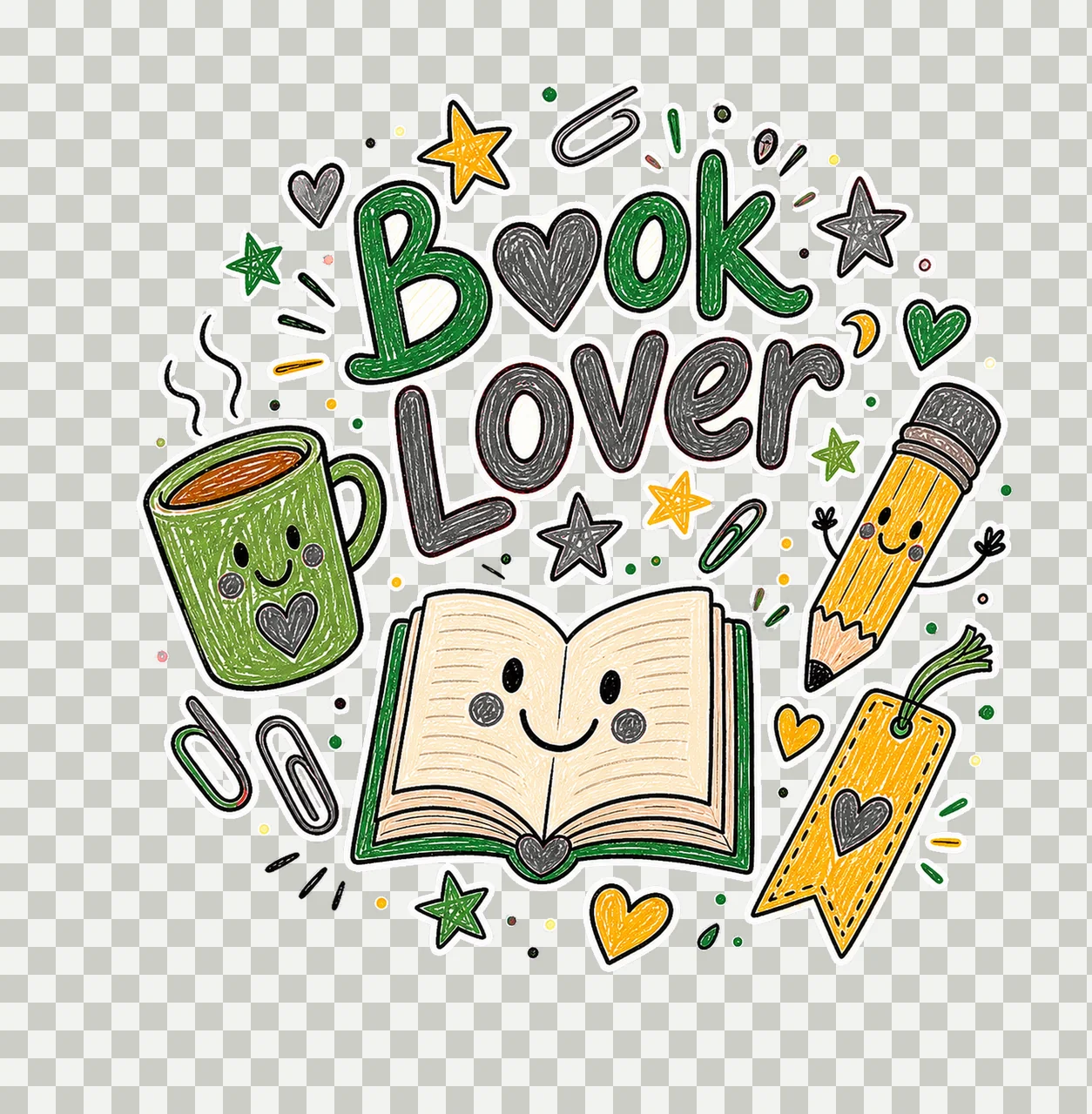 Reading Doodle Book Lover sublimation instant Variation B transparency and detail preview thumbnail