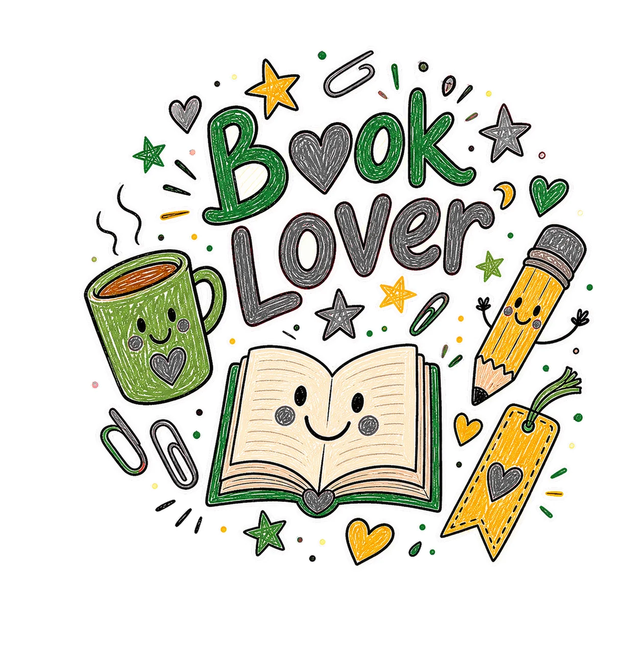 Reading Doodle Book Lover sublimation instant Variation B