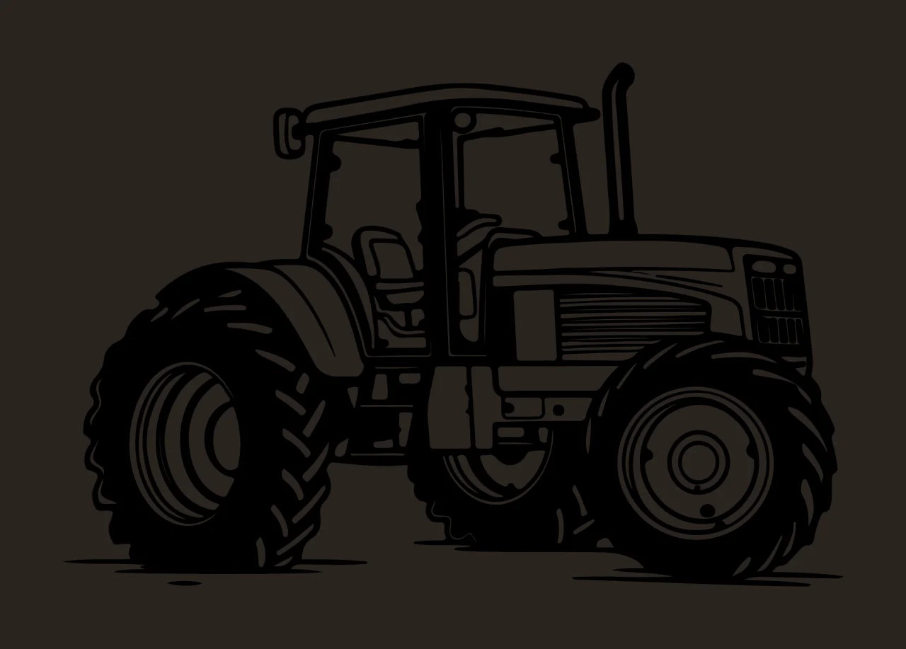 Tractor Silhouette Black And White wheels farm vehicle machinery contrast preview thumbnail