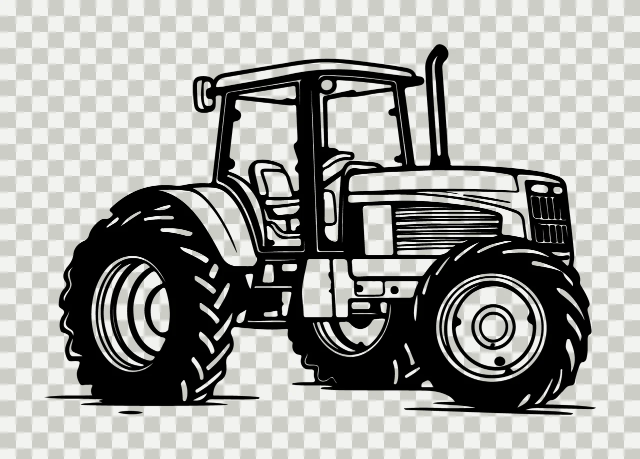 Tractor Silhouette Black And White wheels farm vehicle machinery transparency and detail preview thumbnail