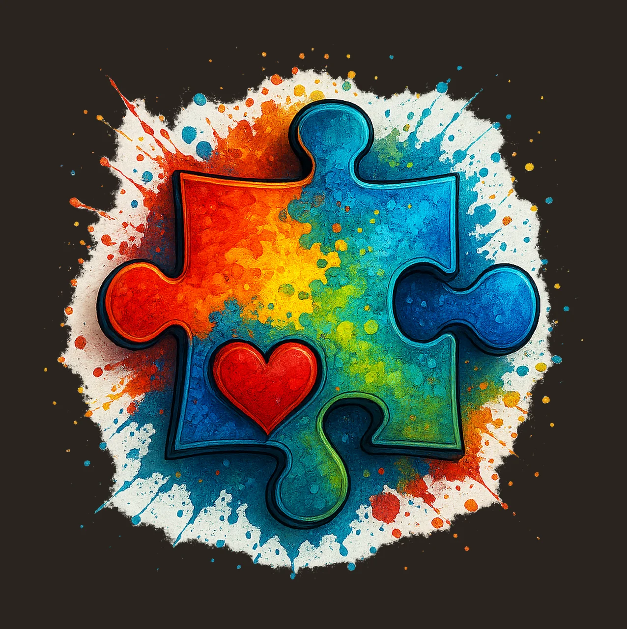 Autism Awareness Puzzle Heart Watercolor Artwork Sublimation contrast preview thumbnail
