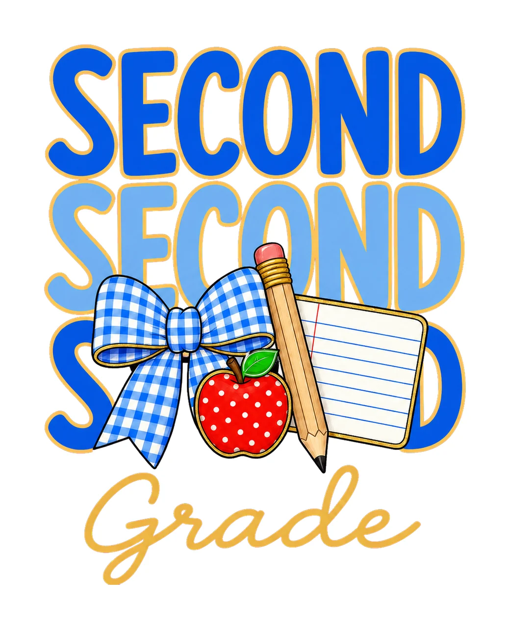 Preppy Teacher Blue Gingham Grade Series Variation D