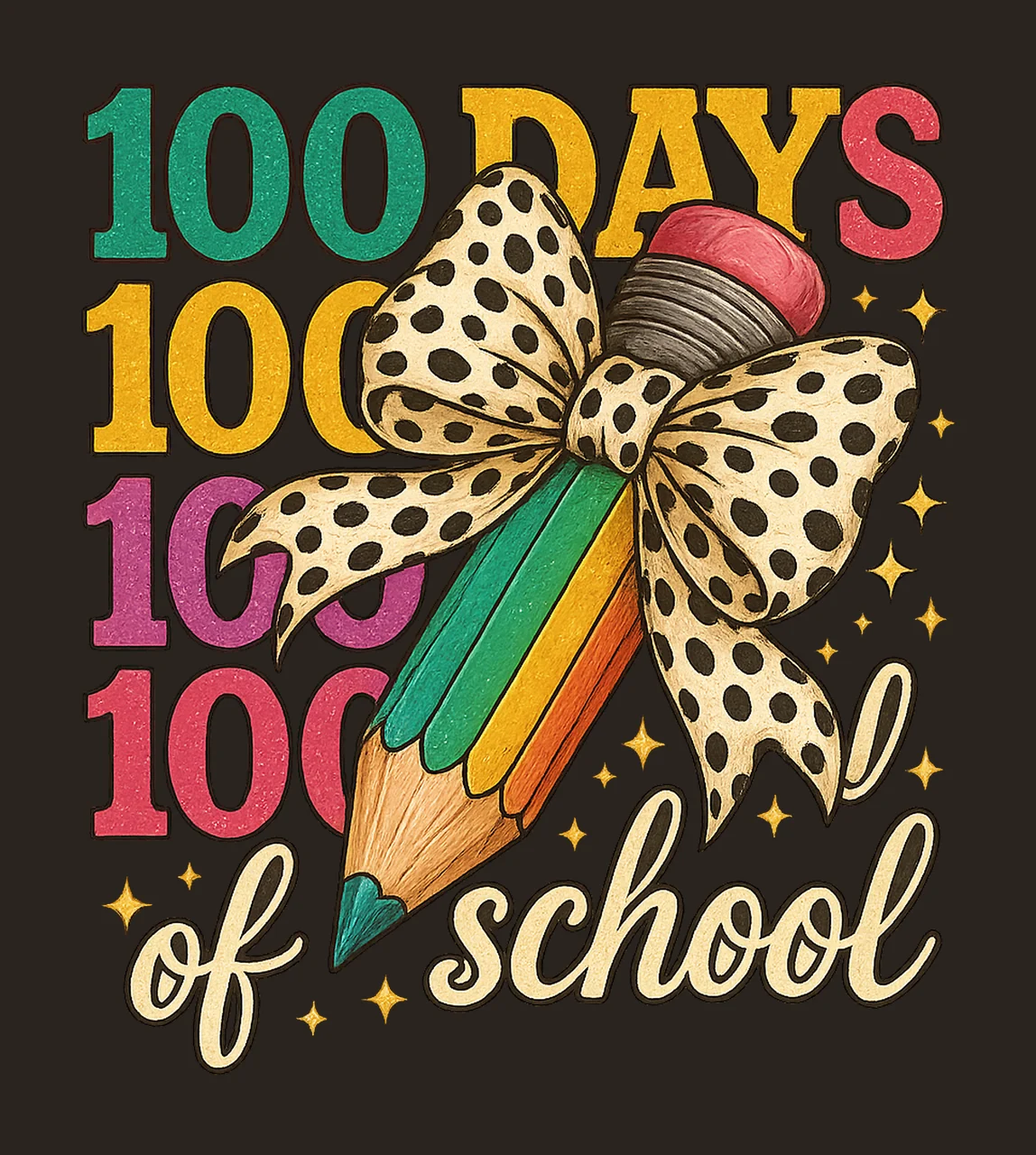 100 Day of School Teacher Quotes Brushstroke Design 100 Days contrast preview thumbnail