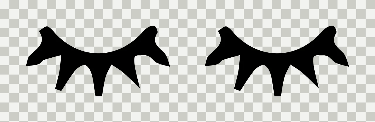 Pair Of Closed Eyes With Long Spiky Eyelashes graphic silhouette transparency and detail preview thumbnail