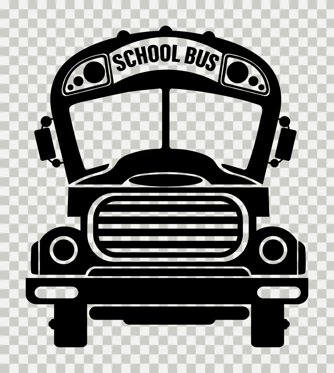 School Bus Viewed From Front With Grille transparency and detail preview thumbnail