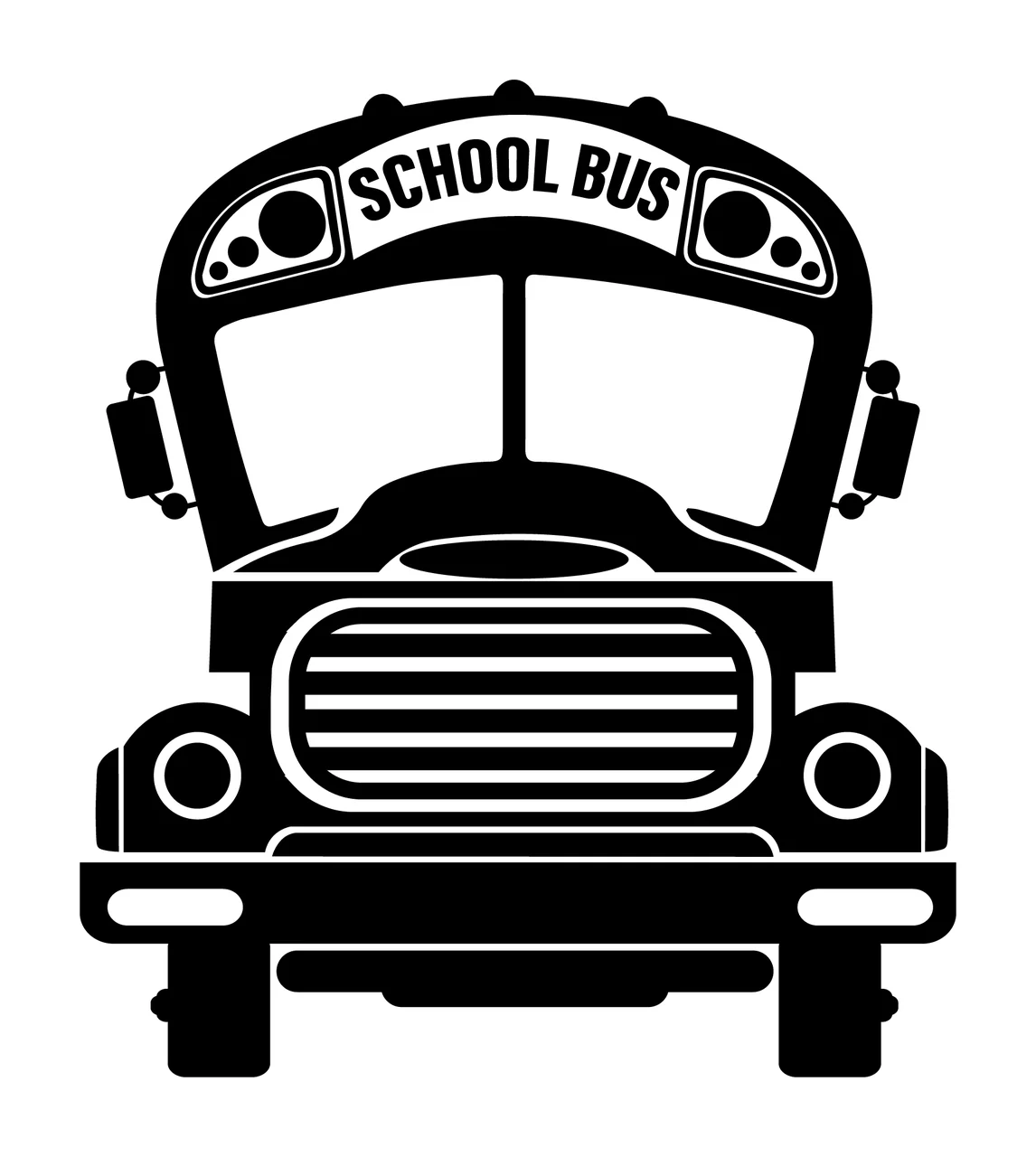 School Bus Viewed From Front With Grille