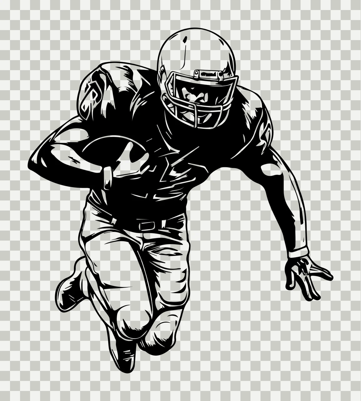 Football Player American Running Forward helmet shoulder pads transparency and detail preview thumbnail