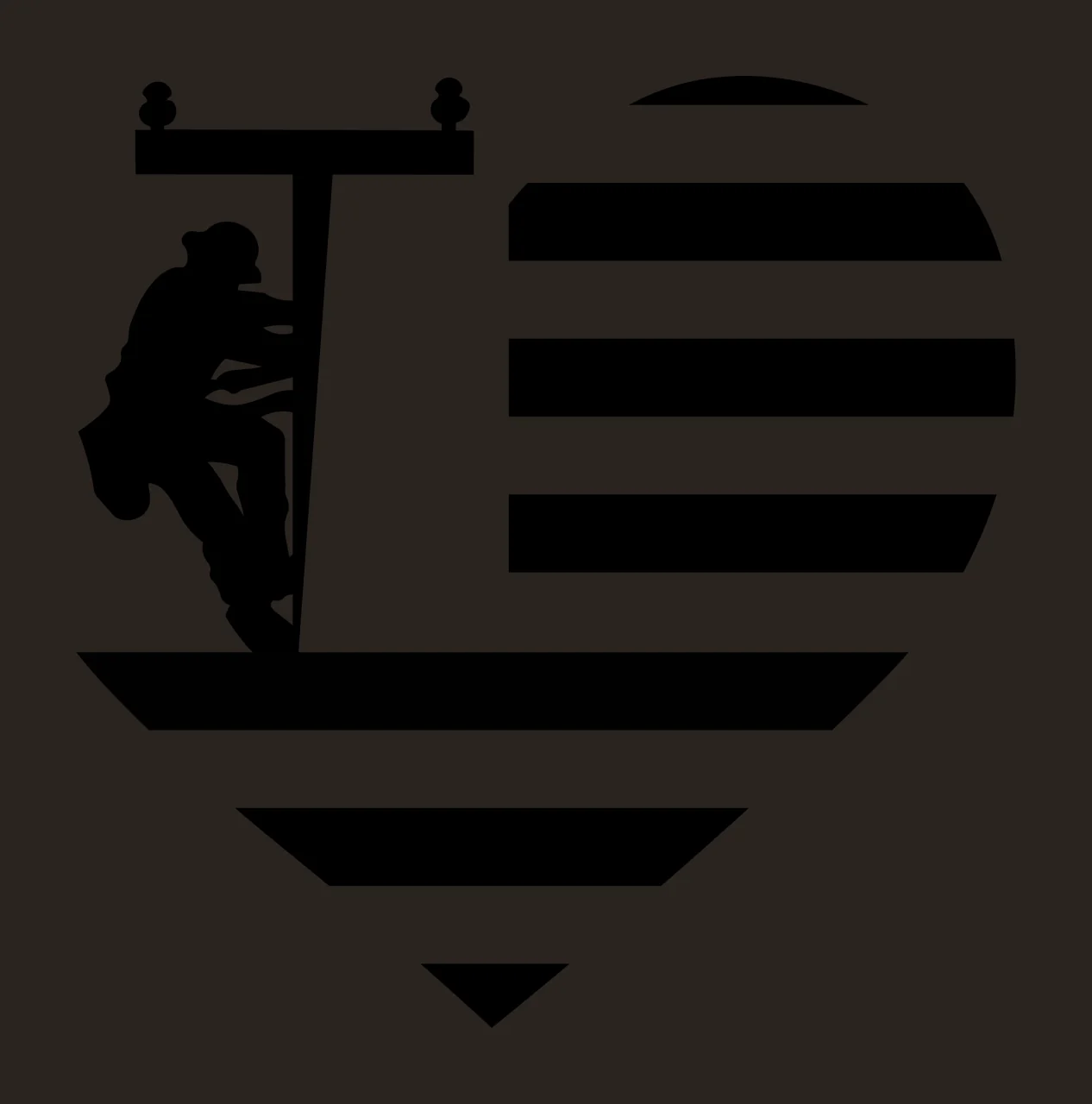 Worker On Utility Pole Inside A Heart Shaped climbing silhouette contrast preview thumbnail