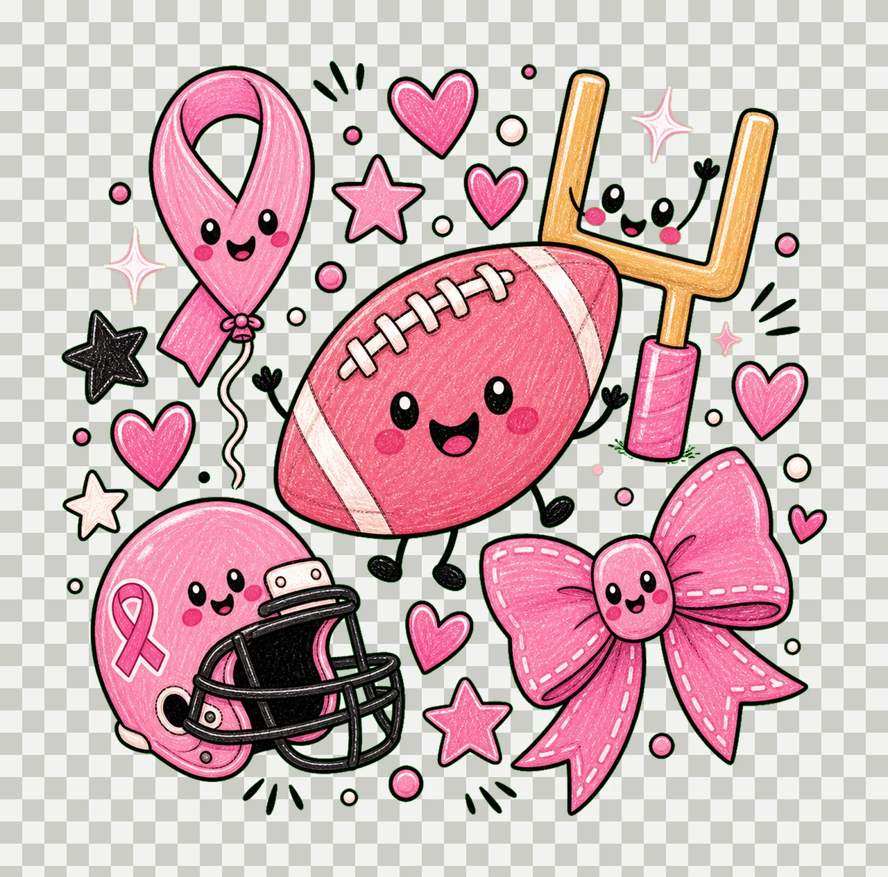 Tackle Breast Cancer Cute Football Awareness Variation B transparency and detail preview thumbnail