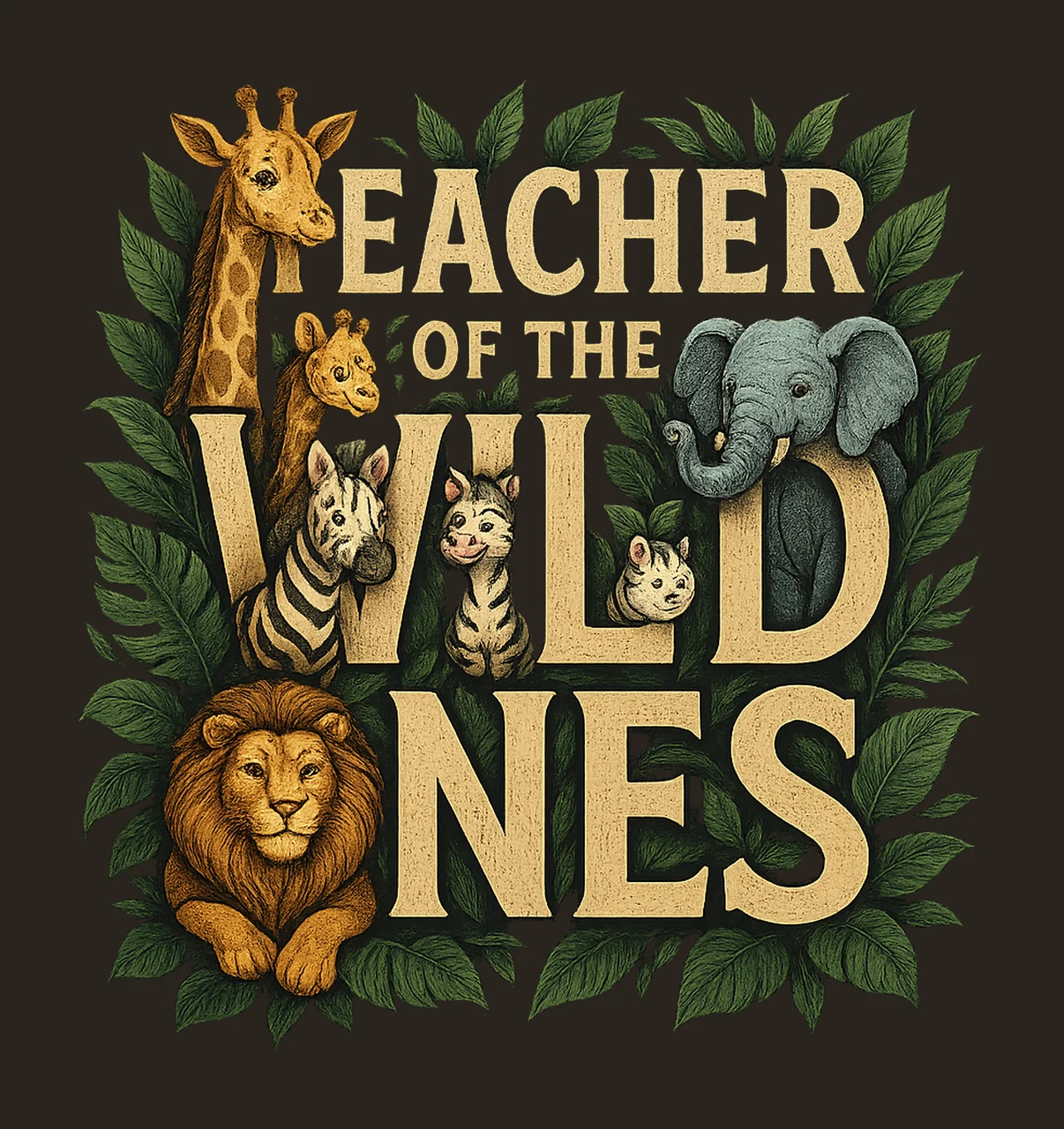 Teacher of the Wild Ones Cute Safari Animals Artwork Jungle contrast preview thumbnail