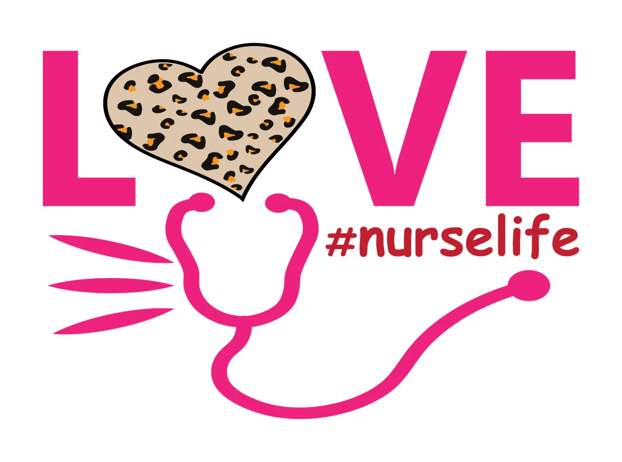 Love Nurselife Heart And Stethoscope typography black nursing