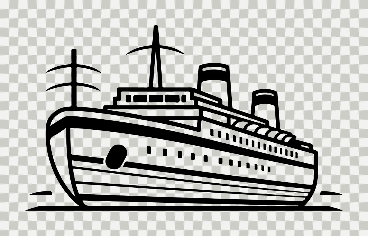 Cruise Ship Travel Illustration Icon floating water line masts transparency and detail preview thumbnail
