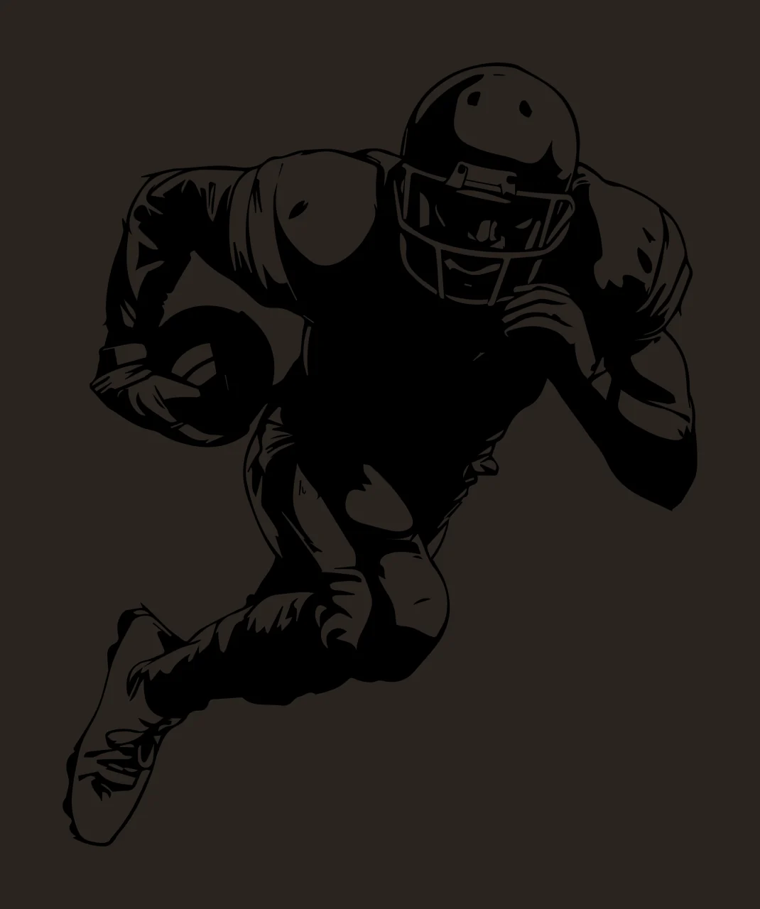 Football Player Charging Line Art Illustration helmet uniform contrast preview thumbnail