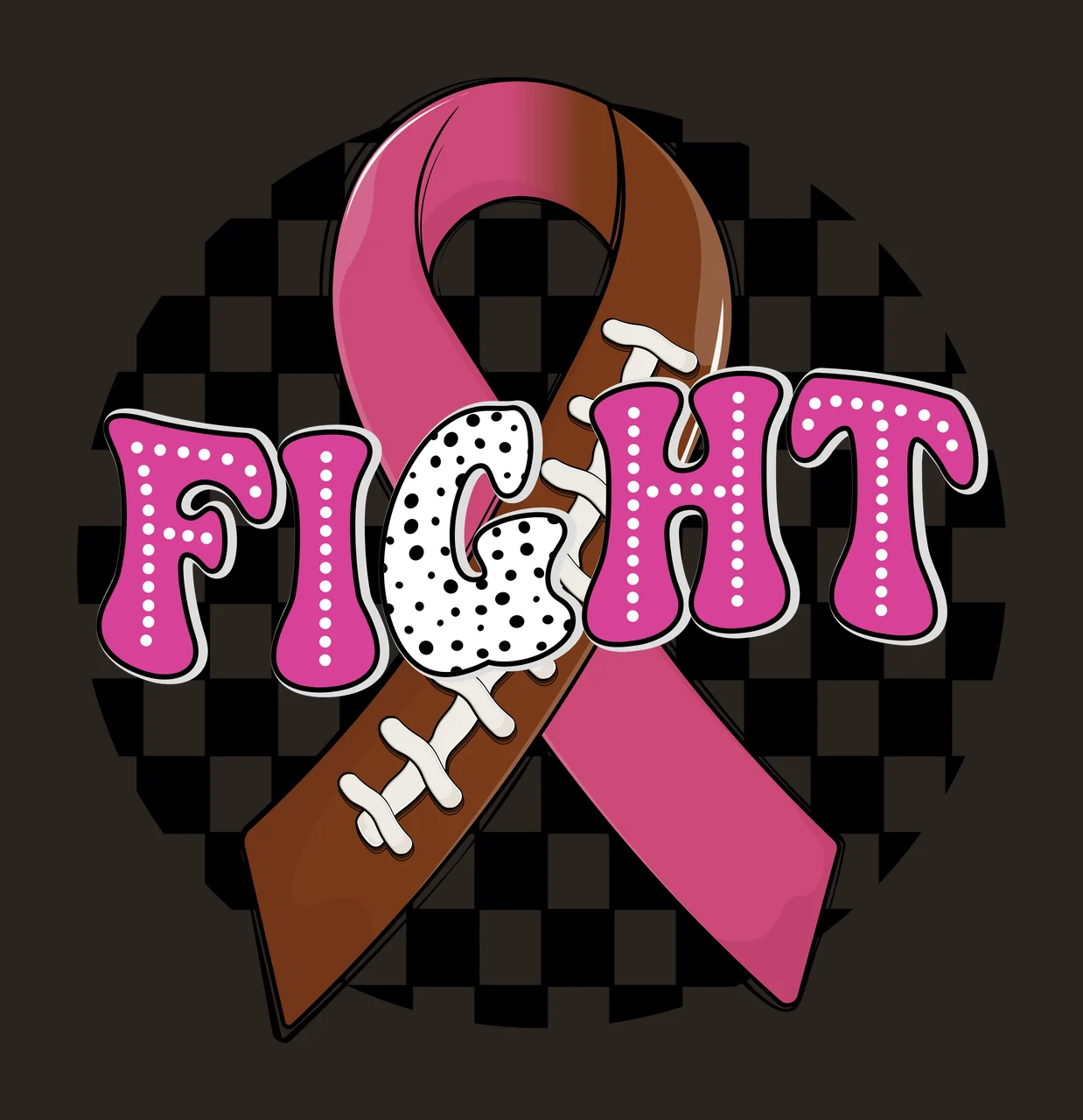 Ribbon Graphic Over Checked Black Background centered checkered contrast preview thumbnail