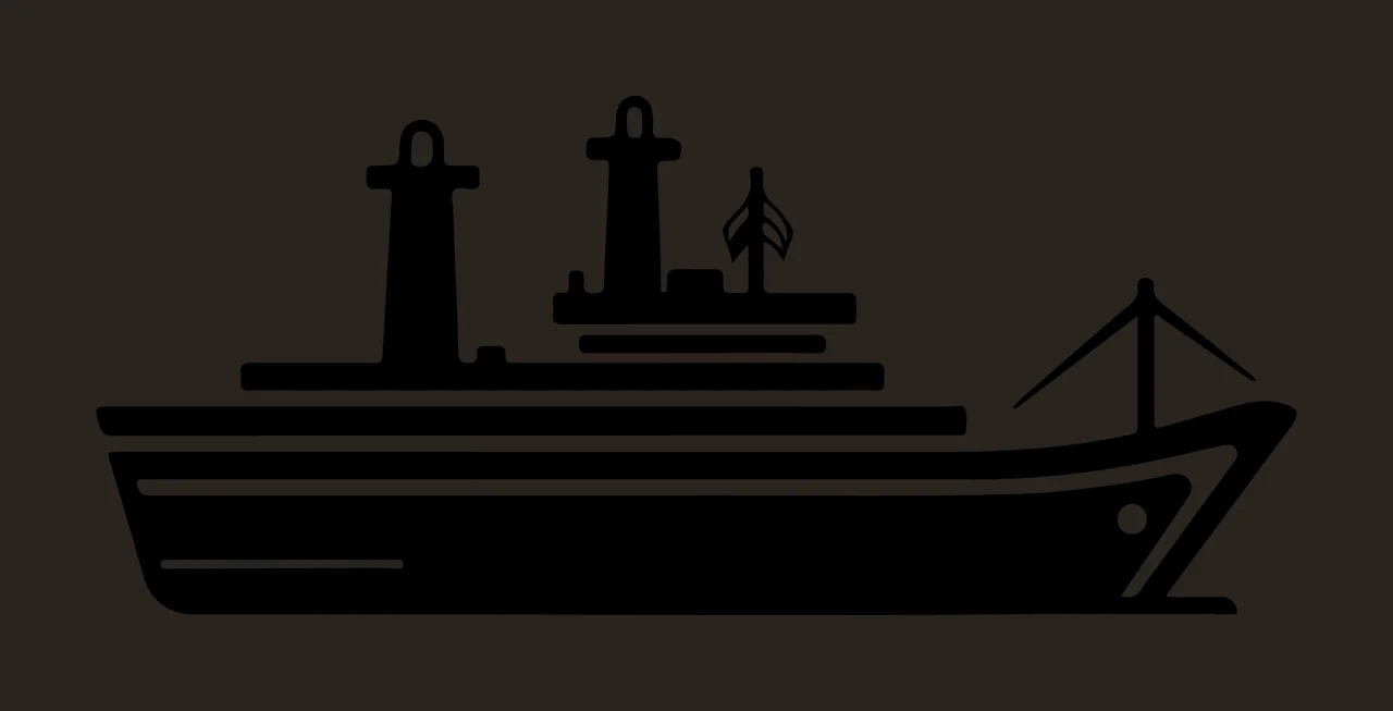Ship Black Silhouette Cargo Icon hull deck towers crane vessel contrast preview thumbnail