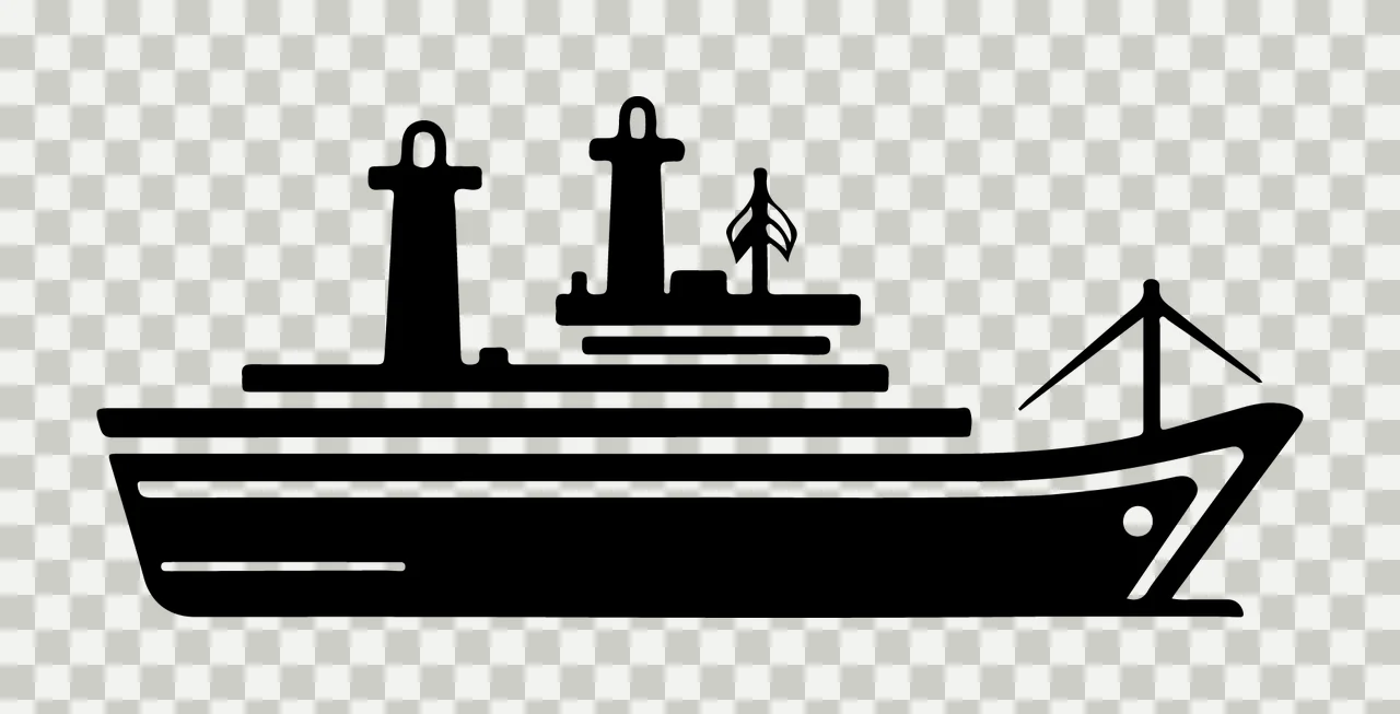 Ship Black Silhouette Cargo Icon hull deck towers crane vessel transparency and detail preview thumbnail