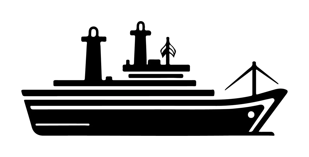 Ship Black Silhouette Cargo Icon hull deck towers crane vessel