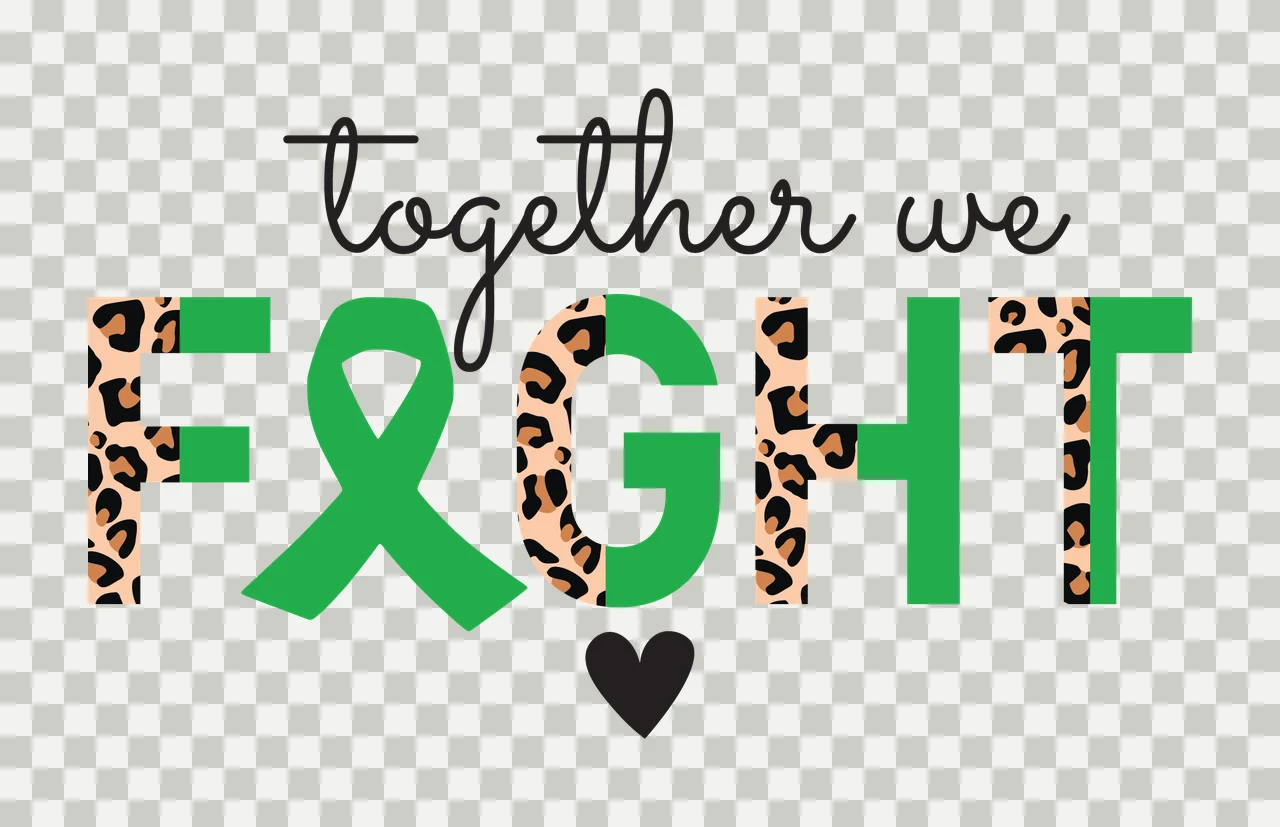 Together We Fight Black Typography Emblem ribbon heart white transparency and detail preview thumbnail
