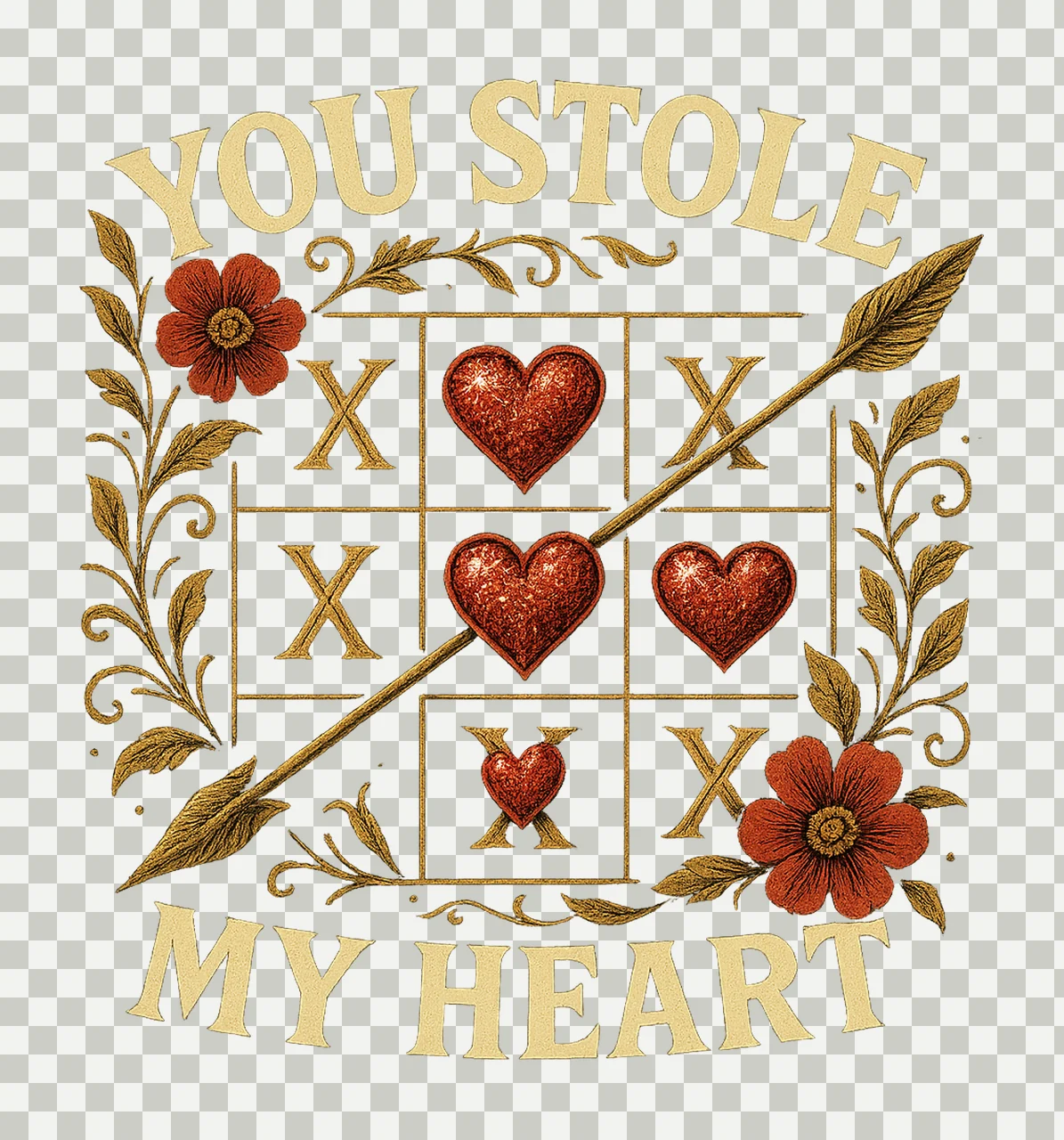 You Won My Heart Valentine Day Design Retro Valentine Shirt transparency and detail preview thumbnail