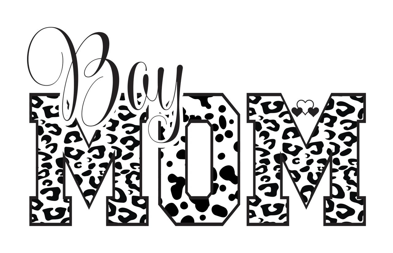 Boy Leopard Boy Mom Black Text Reading print hearts typography