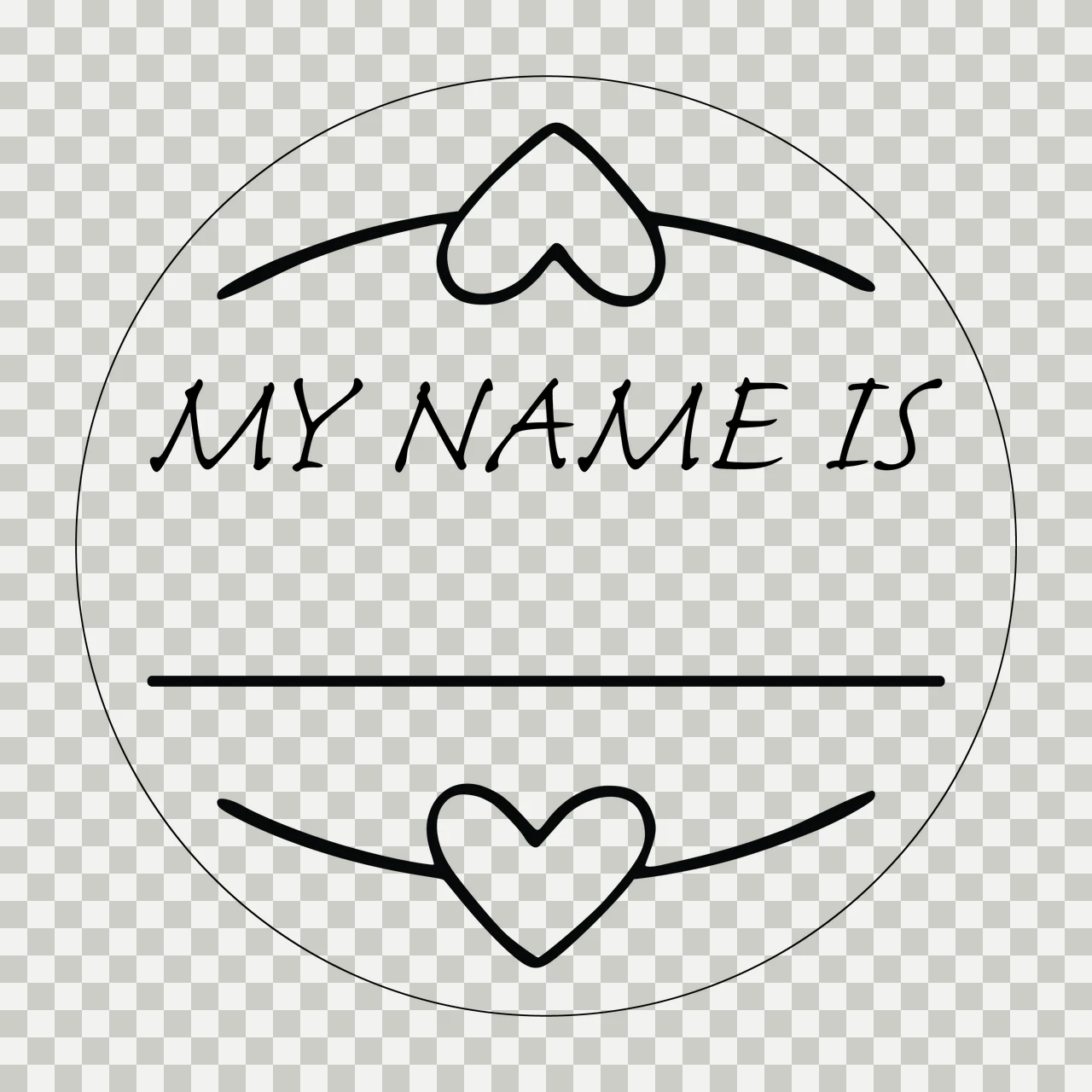 Label With Hearts circle lines outline black tag stationery transparency and detail preview thumbnail