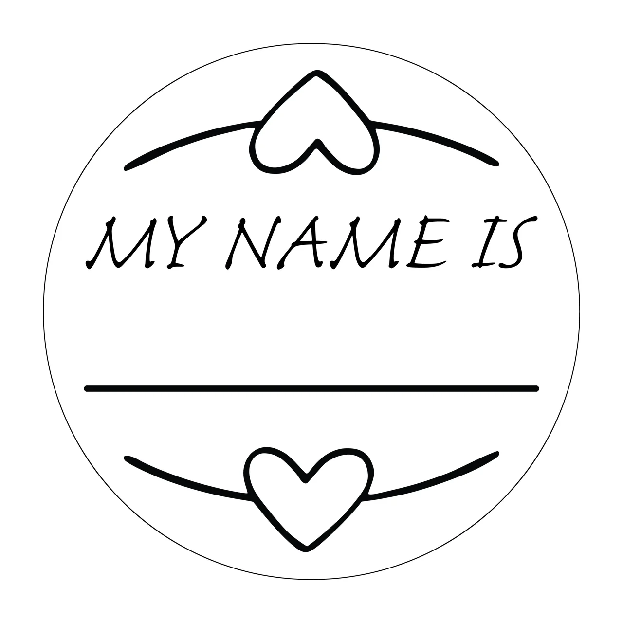 Label With Hearts circle lines outline black tag stationery