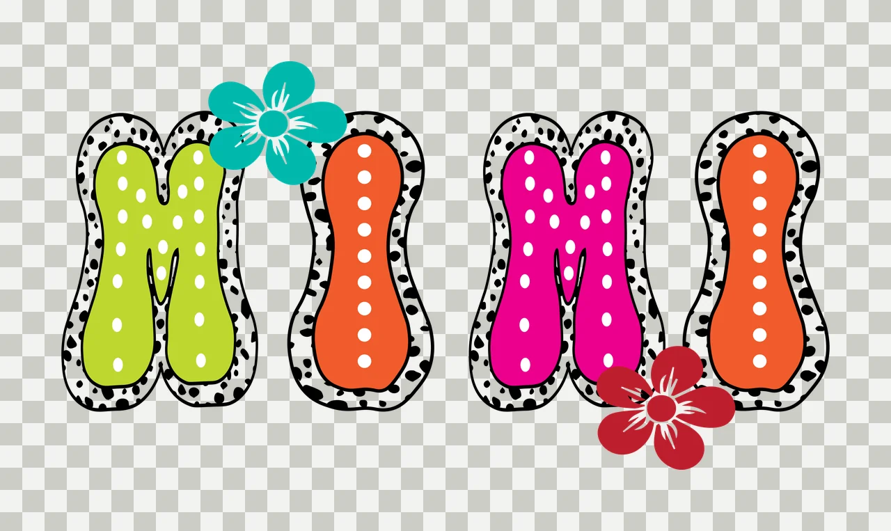 Mimi Text With Floral Typographic Art Displaying flowers black transparency and detail preview thumbnail