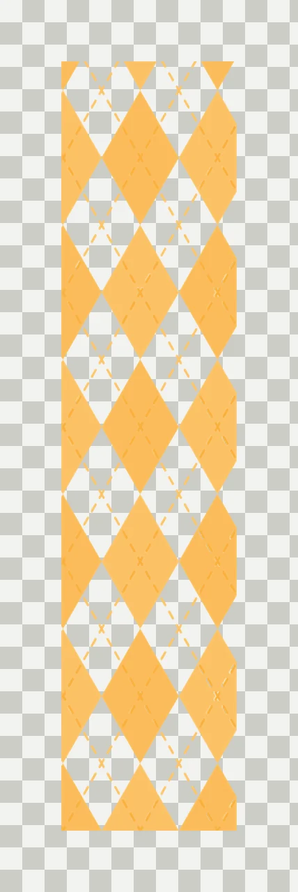 Argyle pattern Illustration with diamonds, dashed lines, crisscross pattern and grid in orange, yellow and white transparency and detail preview thumbnail
