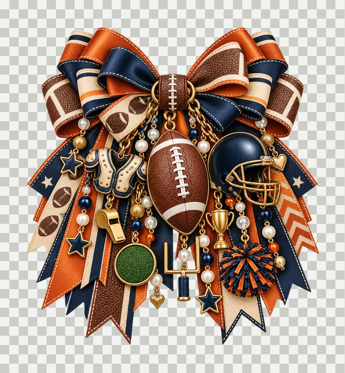 American Football PNG, Football and Helmet Coquette Bow, No Text Sublimation Clipart, Transparent Digital Download transparency and detail preview thumbnail