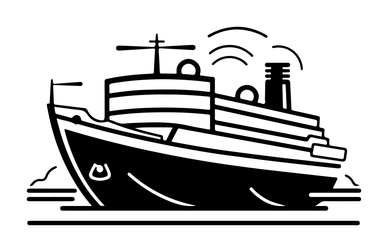 Ship Black And White Passenger Illustration sailing smoke waves