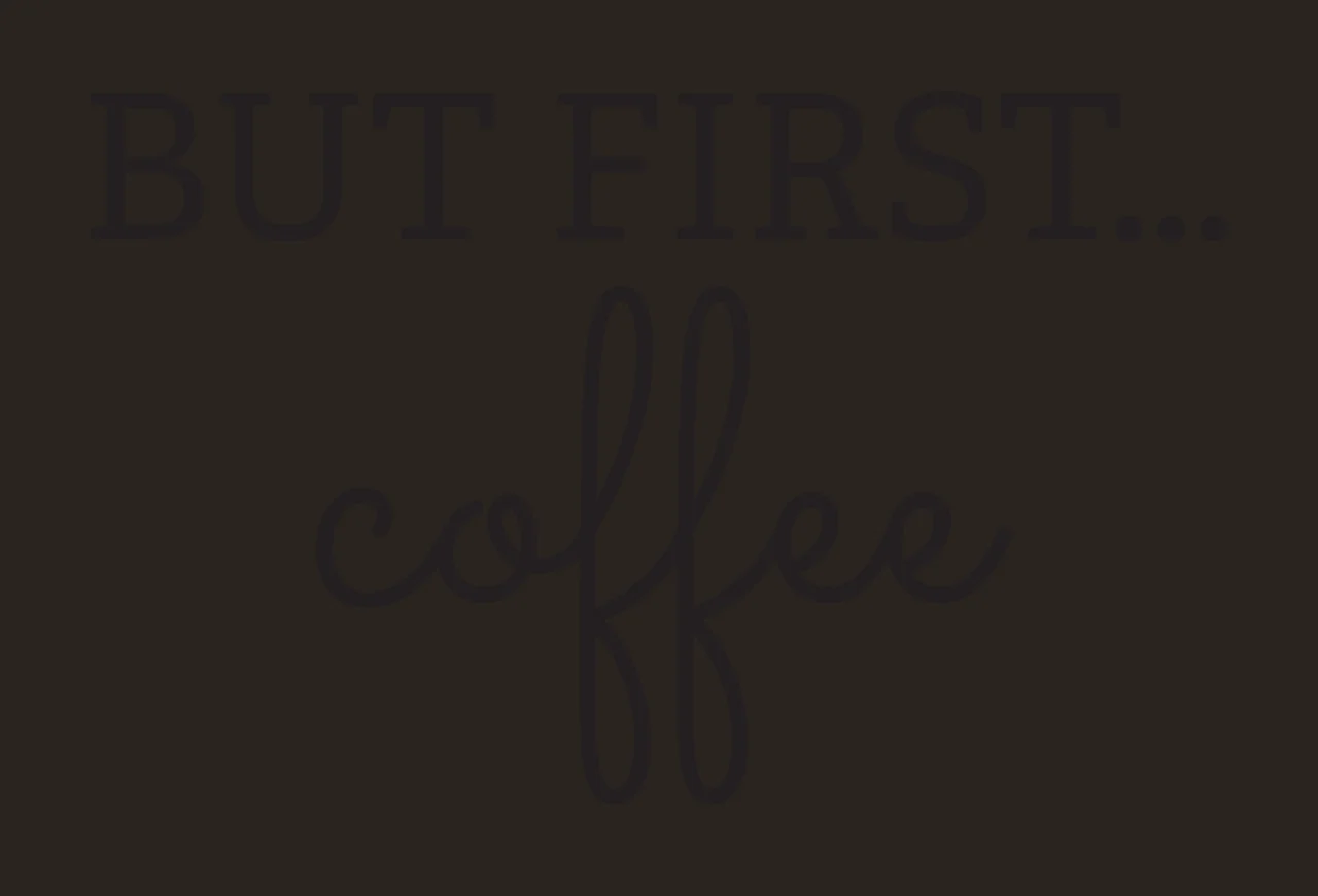 BUT FIRST... coffee quote typography with uppercase serif text, lowercase script text and ellipsis in black and white contrast preview thumbnail