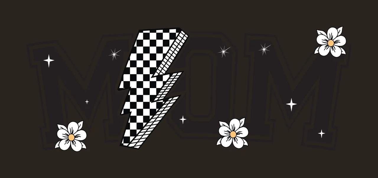 Mom Lettering With Bolt And Flowers decorative elements lightning contrast preview thumbnail