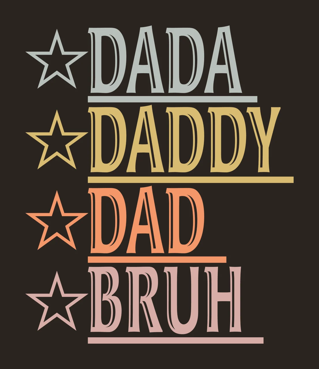 Dad Bruh Word List stars horizontal lines typography black contrast preview thumbnail