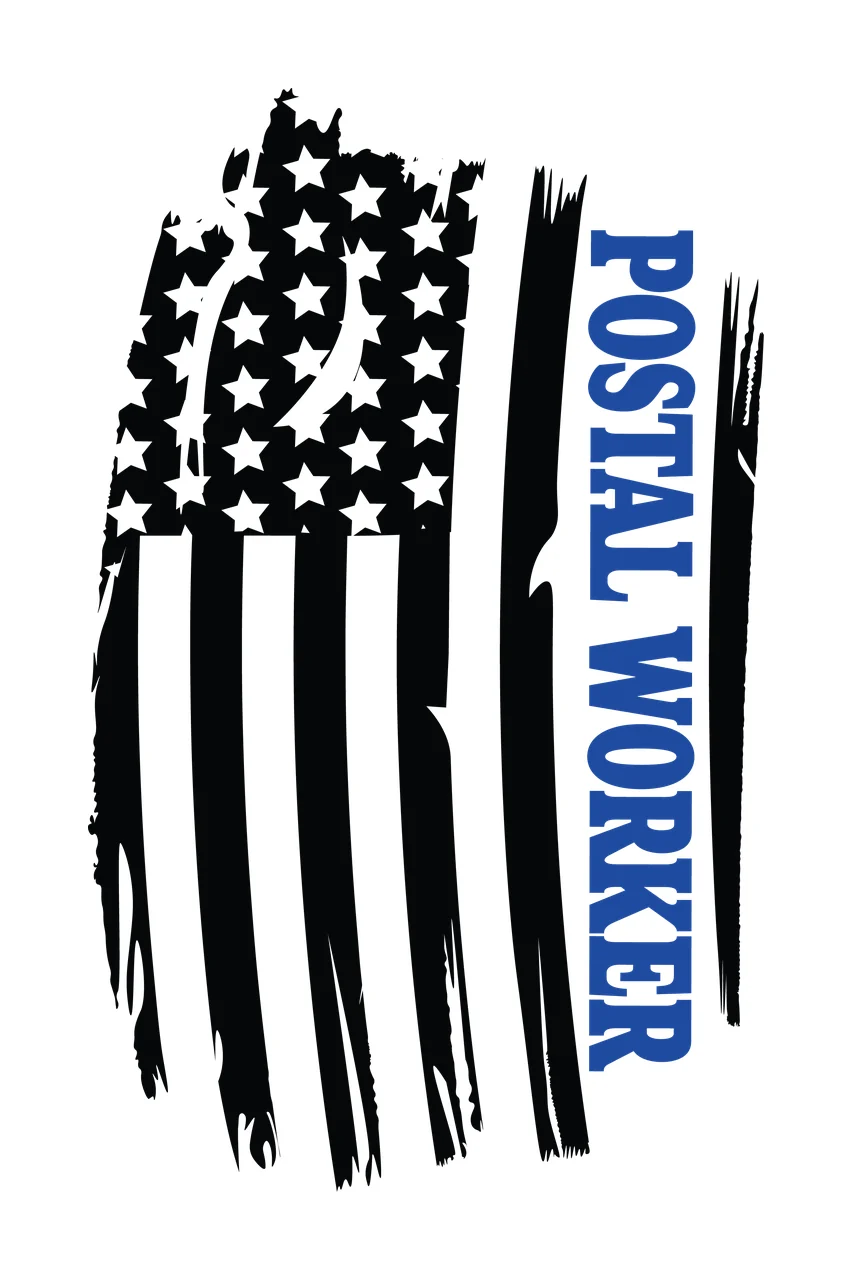 Postal Worker Flag Curved Distressed Graphic With Vertical stars