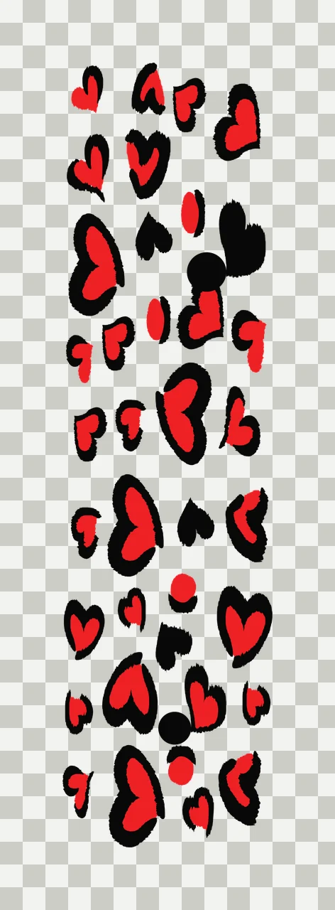Hearts Vertical Arrangement Of Heart Shapes scattered hand drawn transparency and detail preview thumbnail