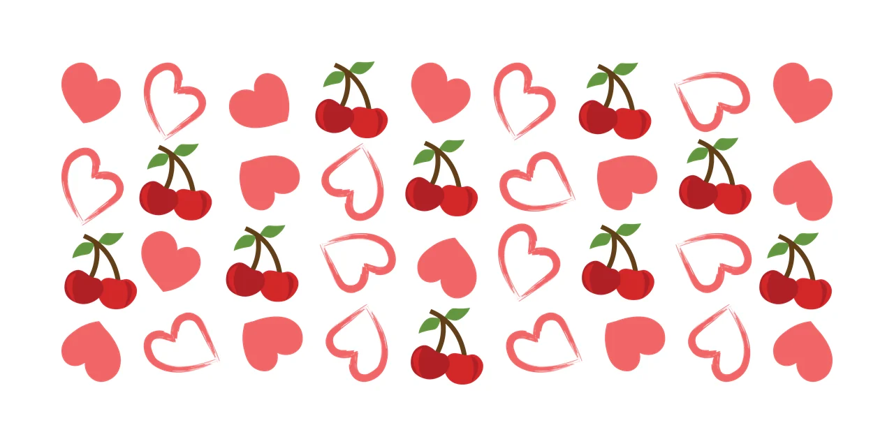 Hearts Can Glass Wrap Cherry And Heart Pattern Cherries Repeating