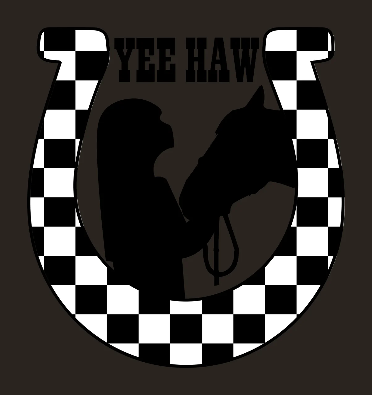 Horse Yee Haw Horseshoe Head Graphic facing silhouette black contrast preview thumbnail