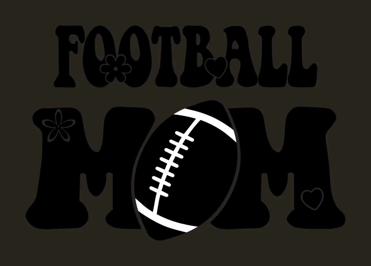 Football Mom Text With Decorative Elements adorned flowers contrast preview thumbnail