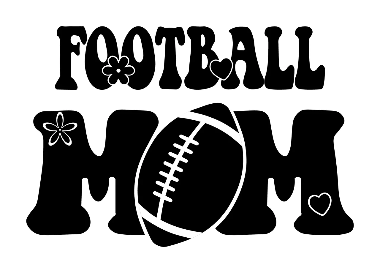 Football Mom Text With Decorative Elements adorned flowers