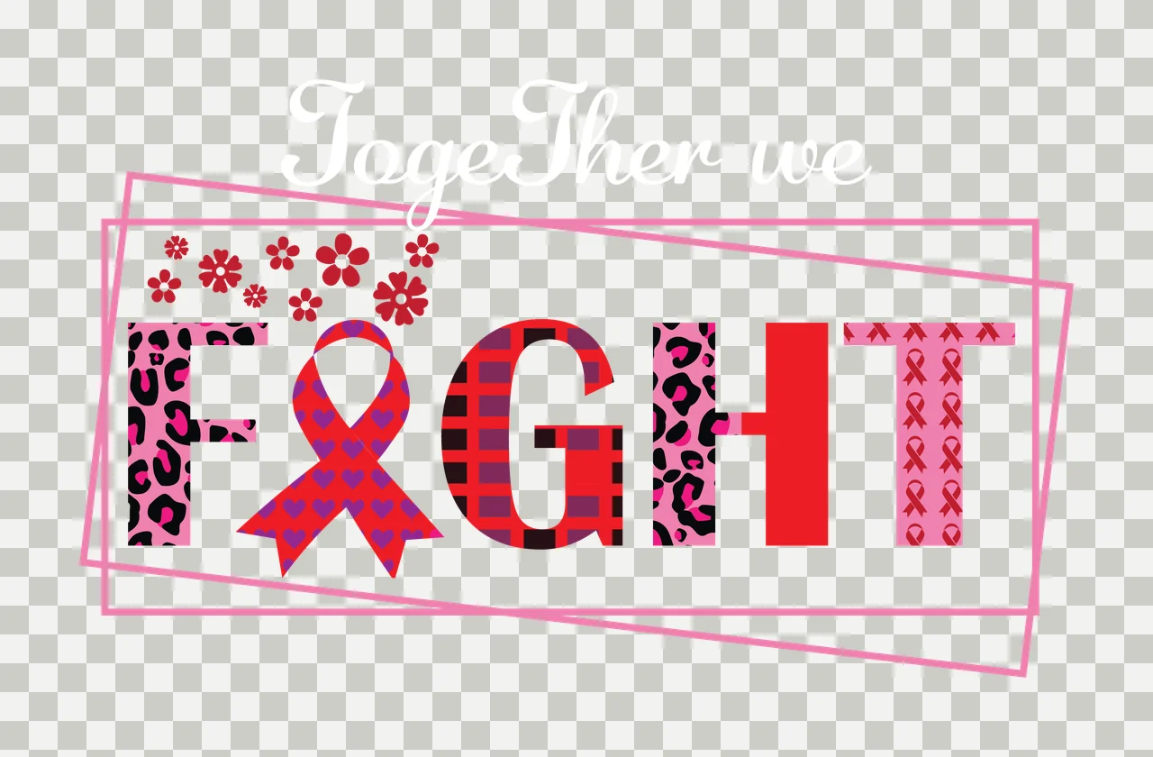 Ribbon Together We Fight Text Emblem displaying flowers border transparency and detail preview thumbnail