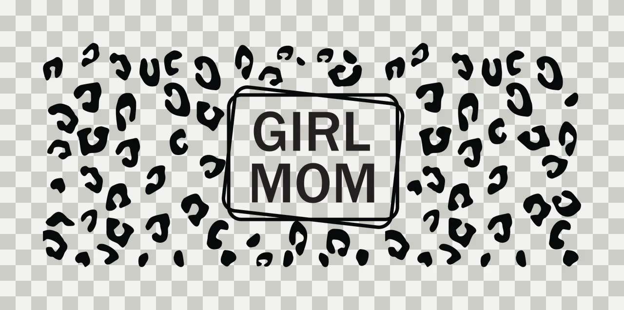 GIRL MOM Can Glass Wrap Design with Leopard Print Pattern and Black Rectangle Frame Typography transparency and detail preview thumbnail