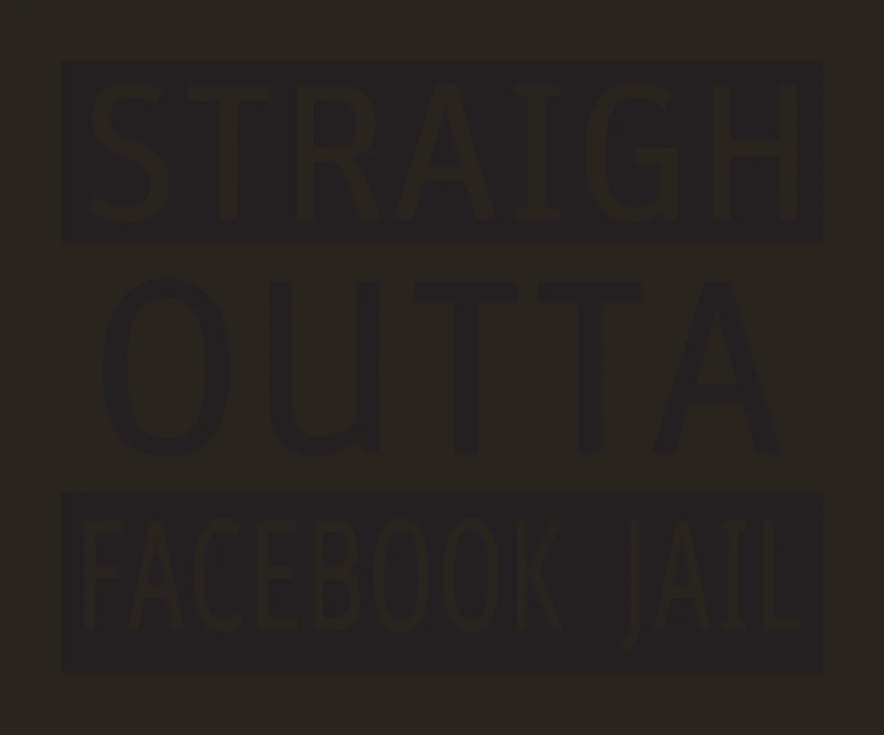 STRAIGHT OUTTA FACEBOOK JAIL Typography with horizontal text blocks, black rectangles, sans-serif font and bold minimalist typography in white contrast preview thumbnail
